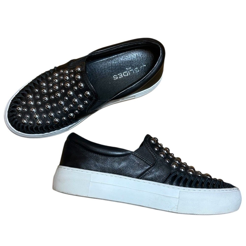 Studded J Slides Platform Slip On Loafers